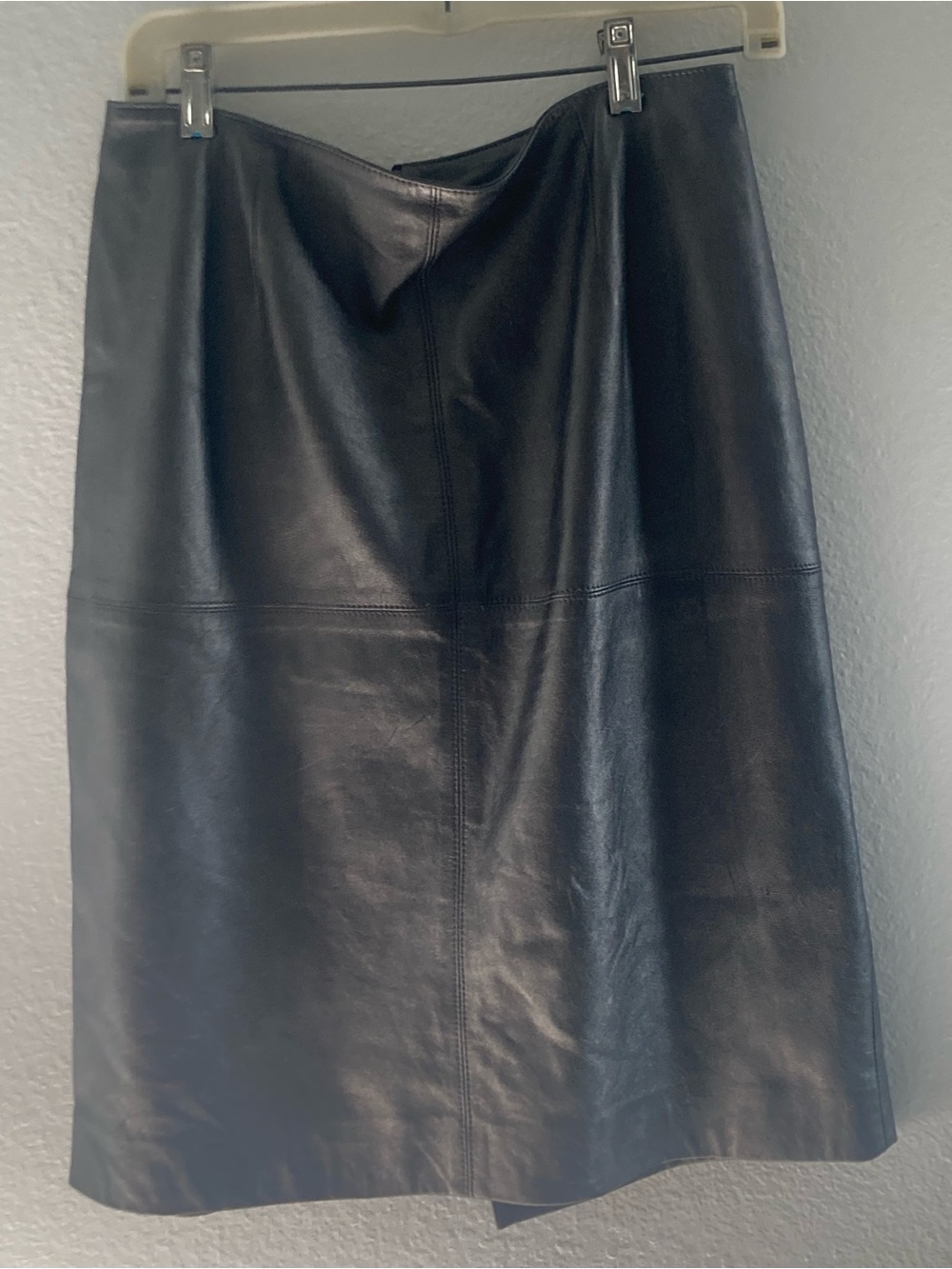 Jones New York Black Leather A-Line Skirt